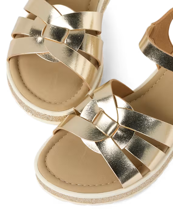 Girls Metallic Glitter Sandals - metallic