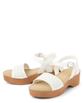Girls Perforated Platform Clog Sandals - white